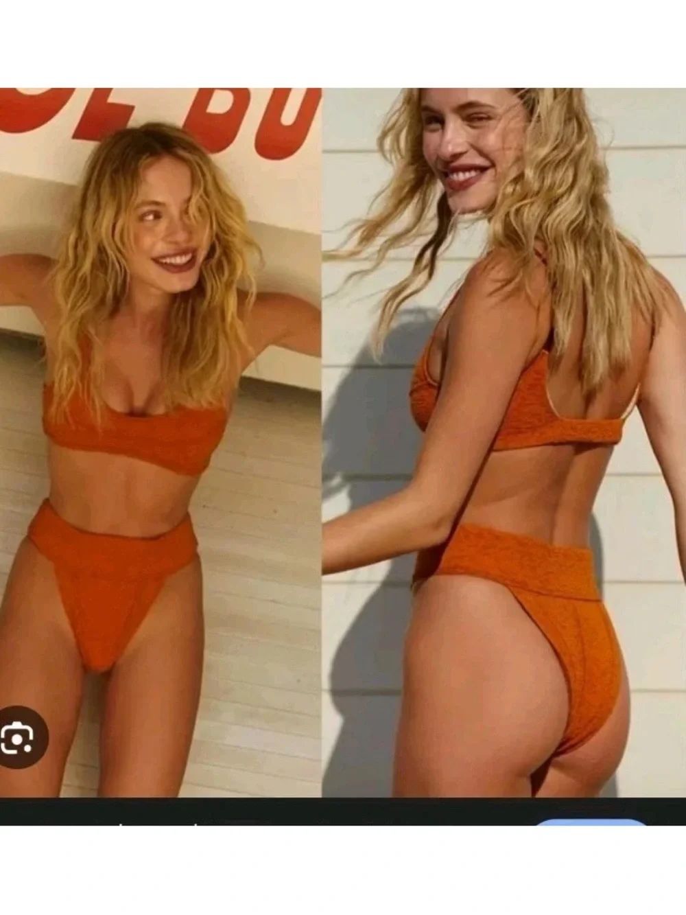Free People FP Beach Dylan Farrah Honey Ginger Textured Bikini Set